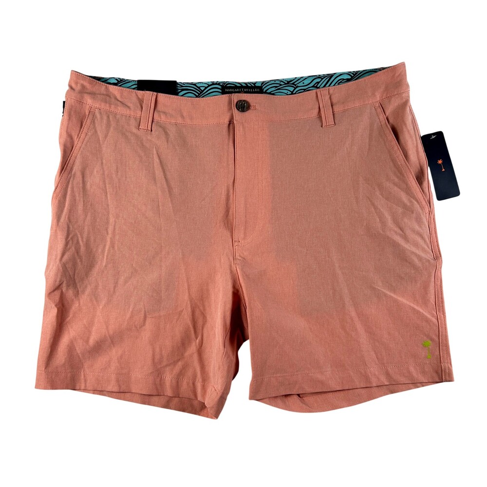 Margaritaville Chino Shorts Mens 36 Pink Microfiber Stretch Quick Dry 6" Summer